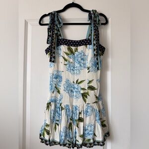Agua Bendita Blue Floral Mini Dress